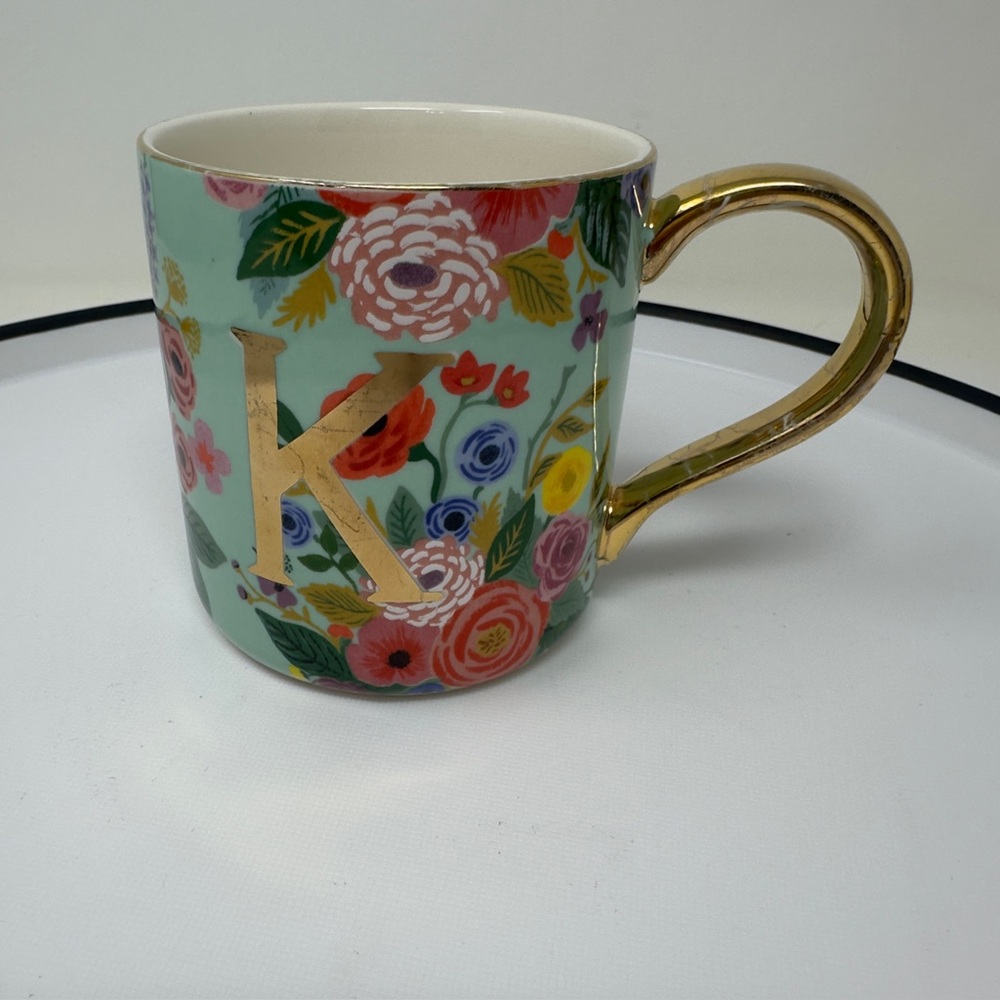 Rifle Paper Co. For Anthropologie Garden Party‎ Mug Floral Monogram Letter k& M